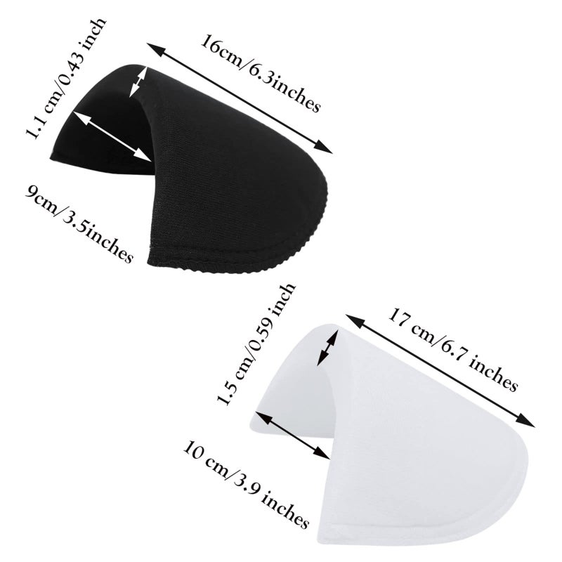 LhyBtm 4 Pairs Covered Set-in Shoulder Pads Sewing Foam Pads Sponge Shoulder Pad Shoulder Enhancer for Women Men Blazer Suit Coat Jacket Clothes Sewing Accessories (2 Black + 2 White) - Image 2